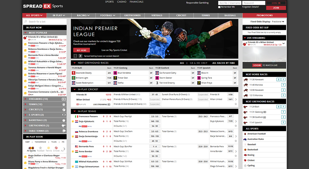 Sports Betting on the Spreadex Website