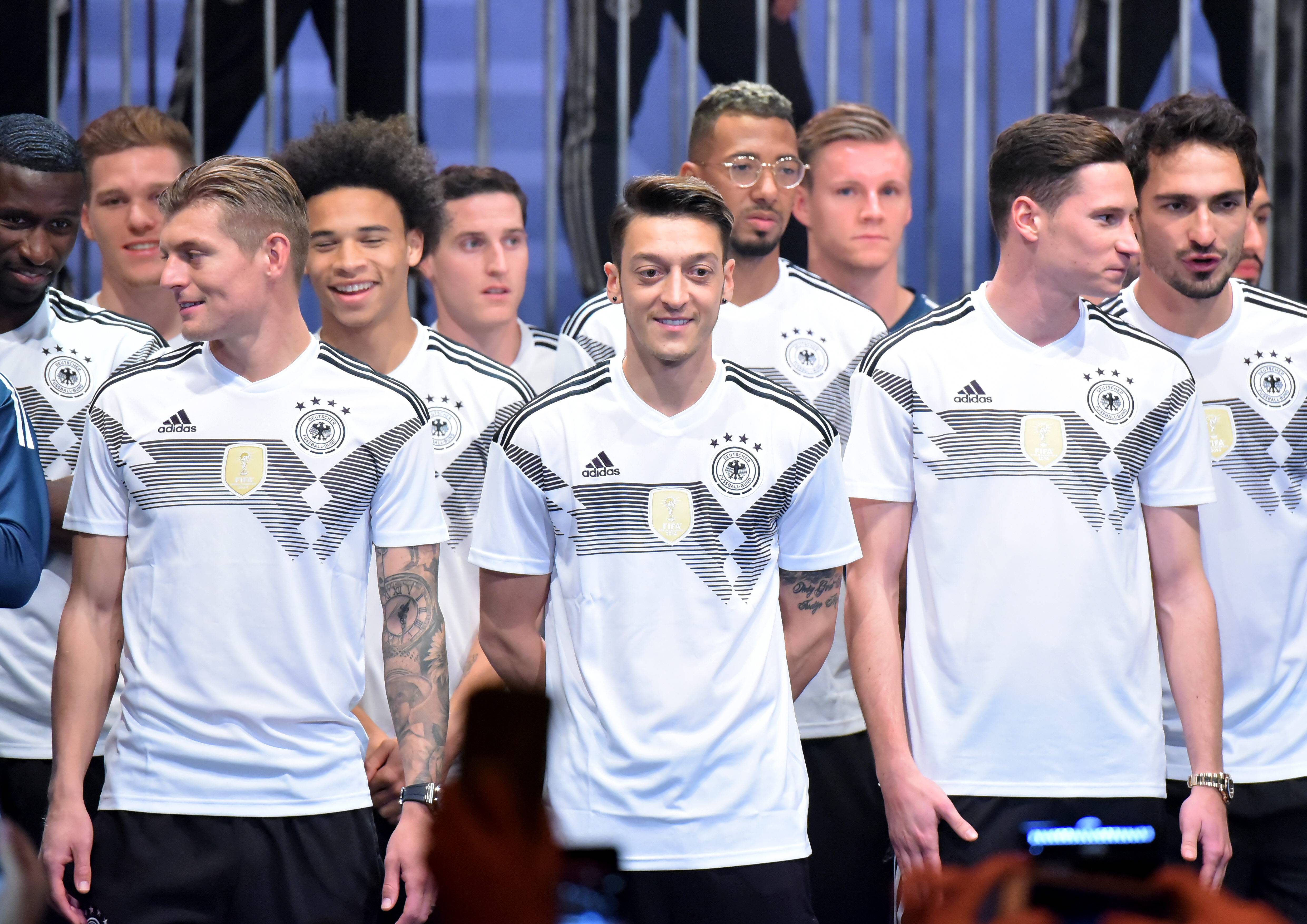Germany's football captains in national team jerseys
