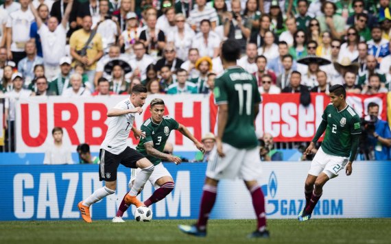 Gazprom ziert die Bandenfläche bei der WM 2018 in Russland.