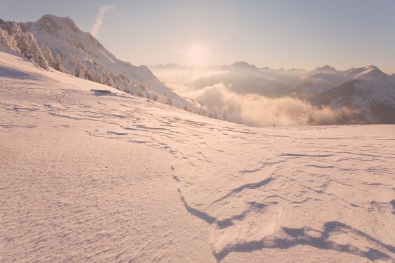 View of the same deep snow slope with Quattroflex lenses: Even details are clearly visible. QHM technology reinforces this effect even further.