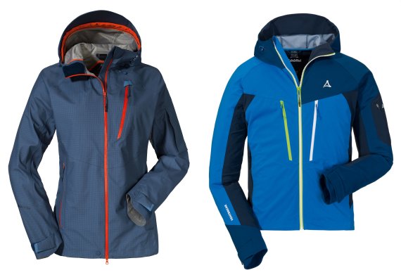 Dreilagige, federleichte Skitourenjacken von Schöffel mit vielen praktischen Features: 3L Annapolis Jacket für Damen (l.) und 3L Val D’Isère Jacket für Herren (re.) Dreilagige, federleichte Skitourenjacken von Schöffel mit vielen praktischen Features: 3L Annapolis Jacket für Damen (l.) und 3L Val D’Isère Jacket für Herren (re.)