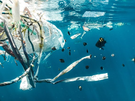 Ocean polluted with plastic