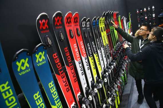 In high demand: Ski products at ISPO Beijing.