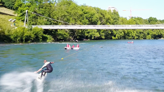 Spectacular: Up Stream Surfing works up the river.