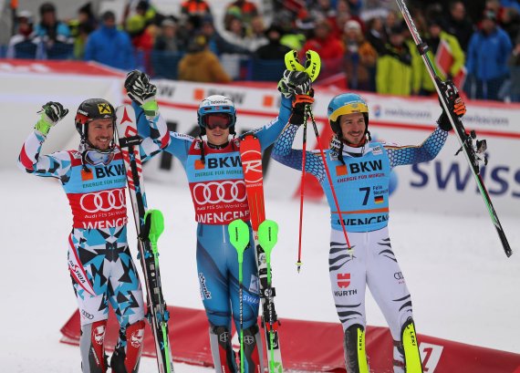 Drei Alpin-Stars: Marcel Hirscher, Henrik Kristoffersen und Felix Neureuther (v.l.n.r.)