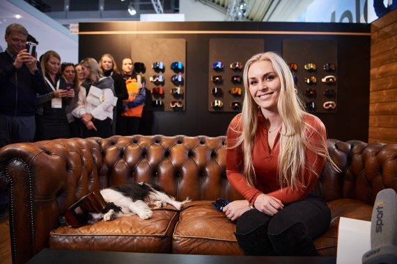 Lindsey Vonn auf der ISPO Munich 2020 am Stand von Yniq