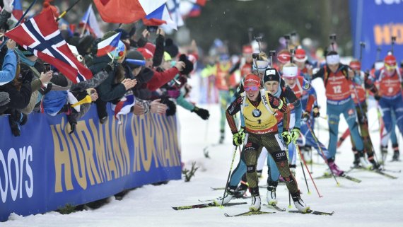 In the race for victory and money: Germany’s top biathlete Laura Dahlmeier leading the competition.