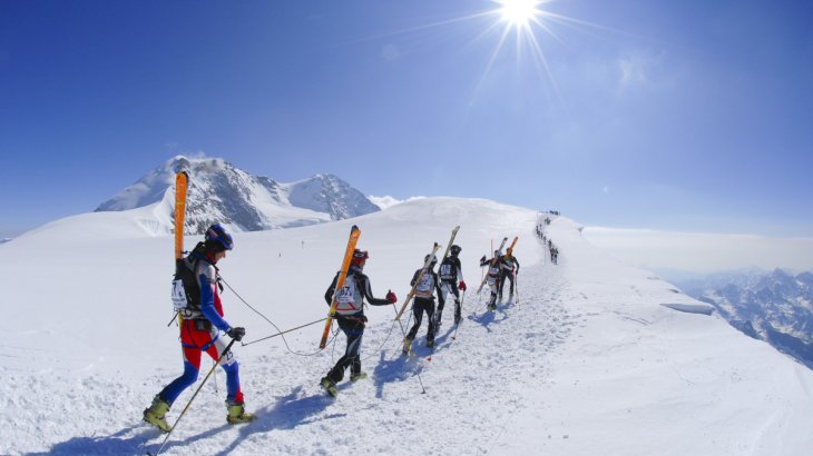 The Trofeo Mezzalama in the Italian Aosta Valley is 45 kilometres long and named after the pioneer of military mountaineering Ottorino Mezzalama.
