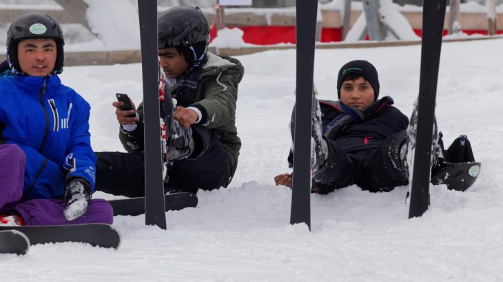 Flüchtlinge beim Wintersport