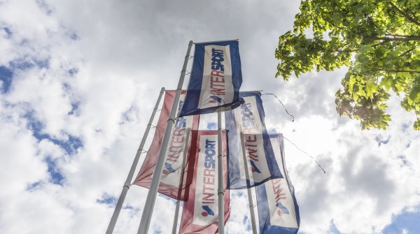 Intersport flags fly in the wind